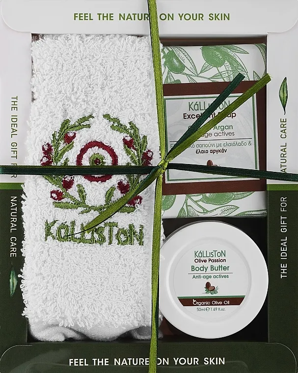 Kalliston Box Kit Argan (towel/1pcs + b/butter/50ml + soap/60g) Set Argan 2