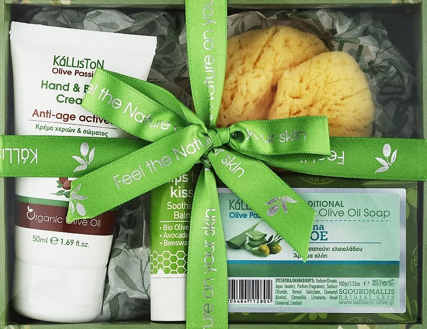 Kalliston Gift Box (soap/100g + cr/50ml + lip/balm/5.2g + sponge/1pc) Set, varijanta 17