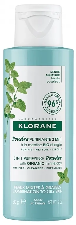Klorane 3 in 1 Purifying Powder with Organic Mint and Clay Puder za čišćenje lica