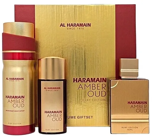 Komplet (edp/75ml + edp/30ml + deo/200ml) Al Haramain Amber Oud Ruby Edition