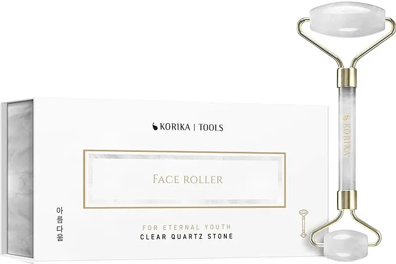 Korika Tools Face Roller Clear Quartz Stone Valjak za masažu lica, providan