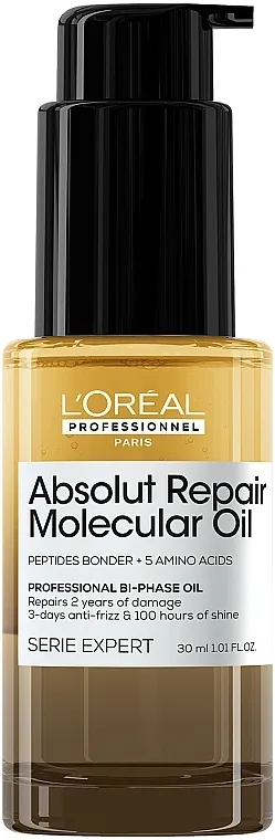 L'Oréal Professionnel Serie Expert Absolut Repair Molecular Oil Professional Bi-Phase Oil Profesionalno dvokomponentno ulje za molekularni oporavak strukture oštećene kose