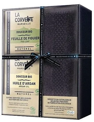 La Corvette Douceur Bio Gift Box (soap/2x100g + towel/1pcs) Set