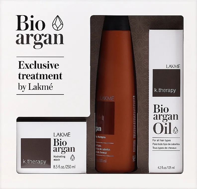 Lakme K.Therapy Bio Argan Consumer Pack (shm/300ml + mask/250ml + oil/125ml) Set