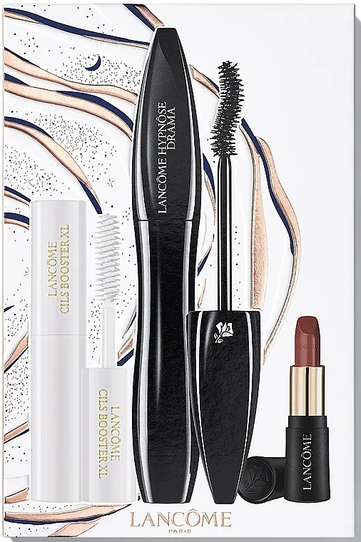 Lancome (mascara/6.5g + booster/4ml + lipstick/1.6g) Set