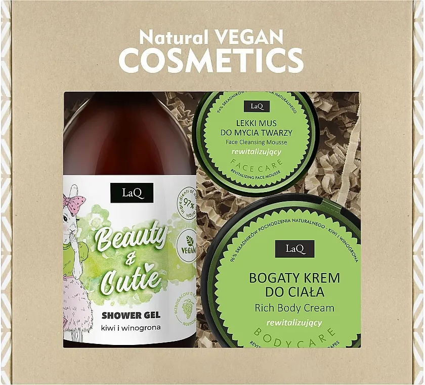 LaQ (sh/gel/500ml + b/cr/200ml + f/mousse/40g) Set kivi i grožđe