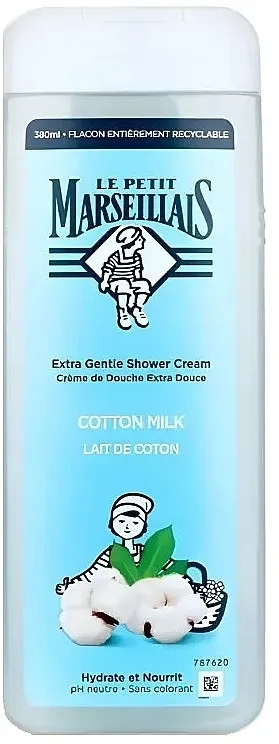 Le Petit Marseillais Cotton Milk Extra Gentle Shower Cream Kupka za tuširanje "Pamučno mleko"