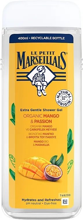 Le Petit Marseillais Extra Gentle Shower Gel Organic Mango &amp; Passion Fruit Organski gel za tuširanje s mangom i marakuje