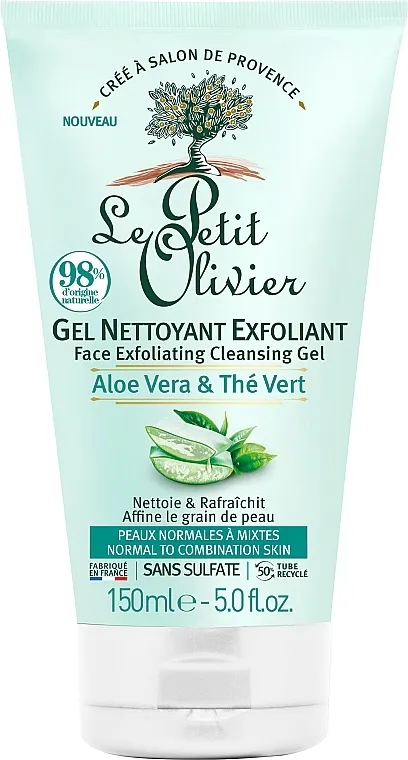 Le Petit Olivier Cleansing Exfoliating Gel Piling gel za lice "Aloe i zeleni čaj"