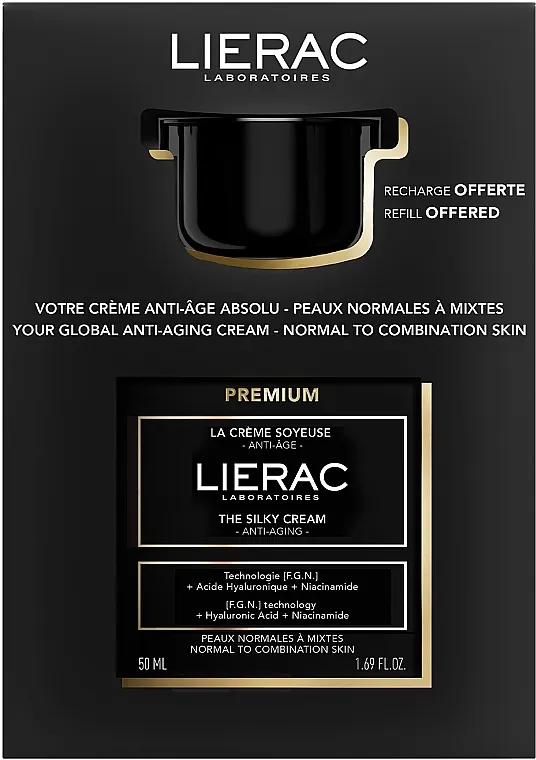 Lierac Premium The Silky (f/cr/50ml + f/cr/refill/50ml) Set