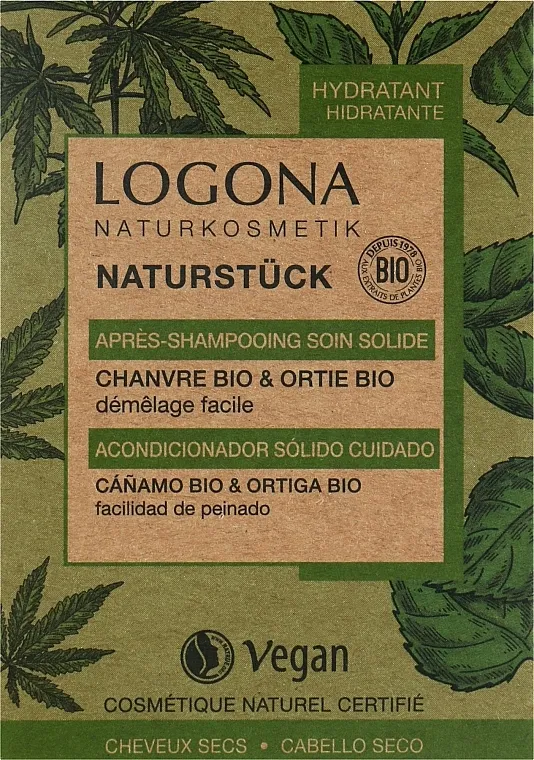 Logona Organic Hemp &amp; Stinging Nettle Solid Conditioner Čvrsti regenerator za kosu "Konoplja i kopriva"