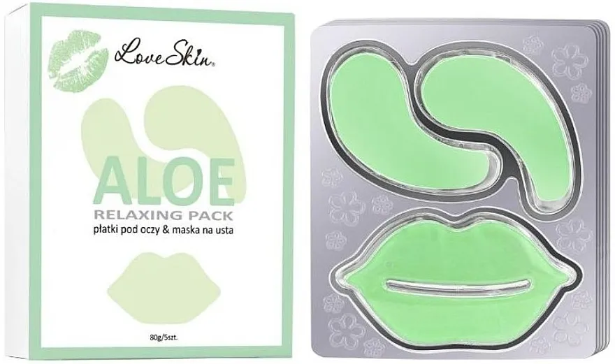 Love Skin Aloe Relaxing Pack Set hidrogel flastera za predeo oko očiju i usana sa prirodnim ekstraktima aloe