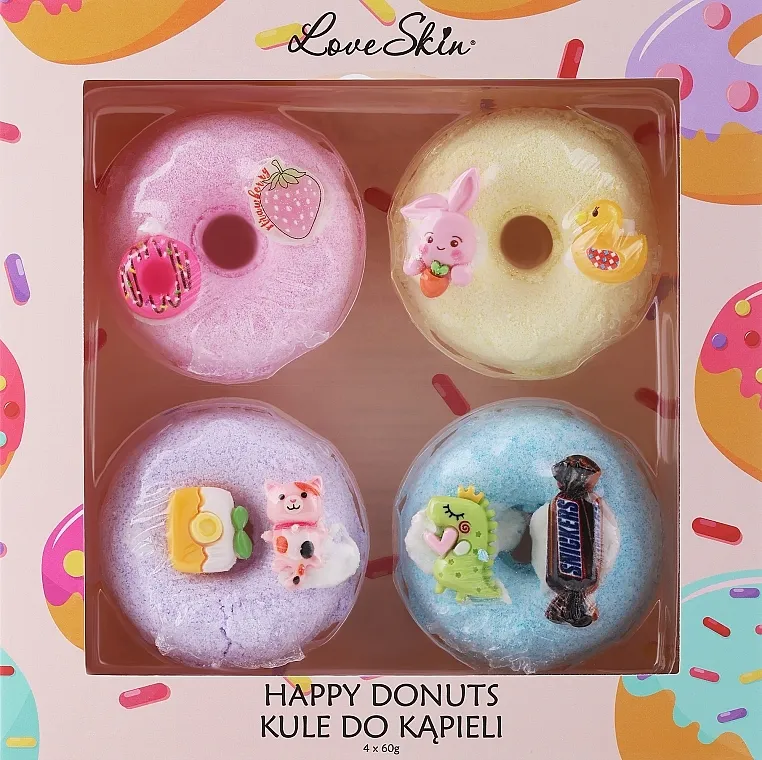 Love Skin Happy Donuts Snickers (bath bombs/4x60g) Set mirisnih kugli za kupanje