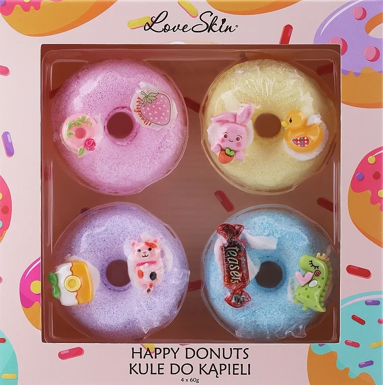 Love Skin Happy Donuts Teasers (bath bombs/4x60g) Set aromatičnih kugli za kupanje