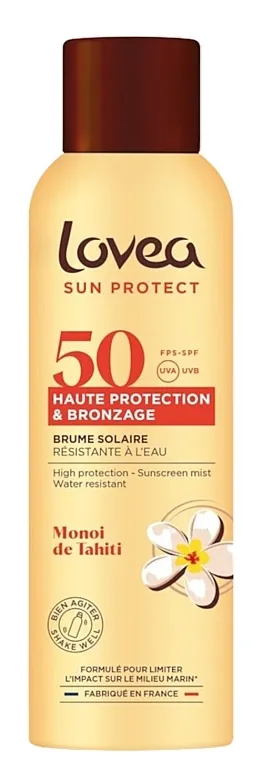 Lovea Sun Protect High Protection Sunscreen Mist Sprej za zaštitu od sunca SPF 50 i dobijanje preplanulosti sa taiti uljem monoi