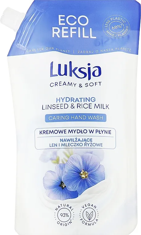 Luksja Creamy &amp; Soft Hydrating Linseed &amp; Rice Milk Caring Hand Wash (dojpak) Tekući krem sapun "Laneno i rižino mlijeko"