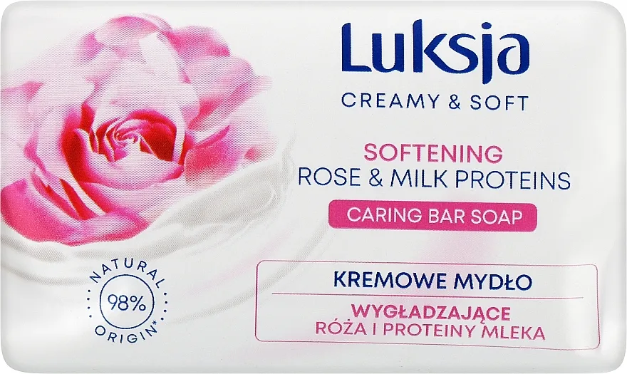 Luksja Creamy &amp; Soft Softening Rose &amp; Milk Proteins Caring Bar Soap Umirujući sapun s proteinima ruže i mlijeka