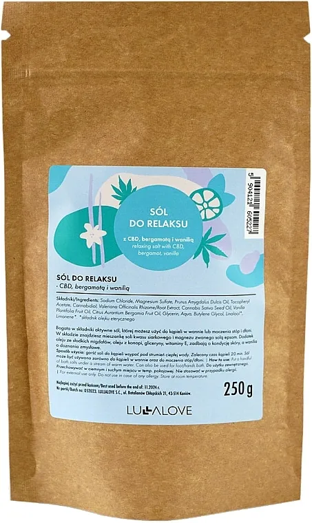 Lullalove Salt For Relaxation With CBD, Bergamot &amp; Vanilla So za opuštanje sa konopljom, vanilom i bergamotom