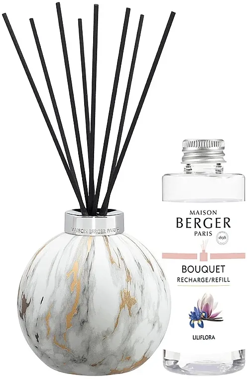 Maison Berger Aroma Diffuser Marbrure White + Liliflora Refill (diffuser + refill/180ml) Set