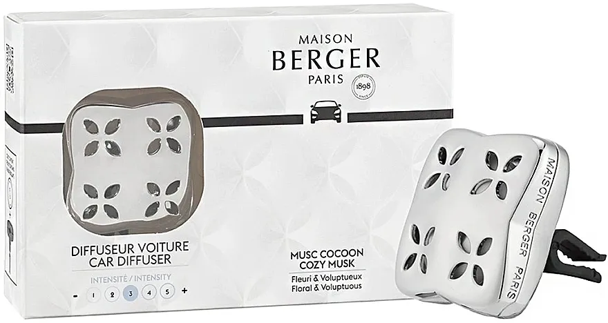 Maison Berger Car Diffuser Cosy Silver + Cozy Musk Refill (car/diffuser + refill) Set