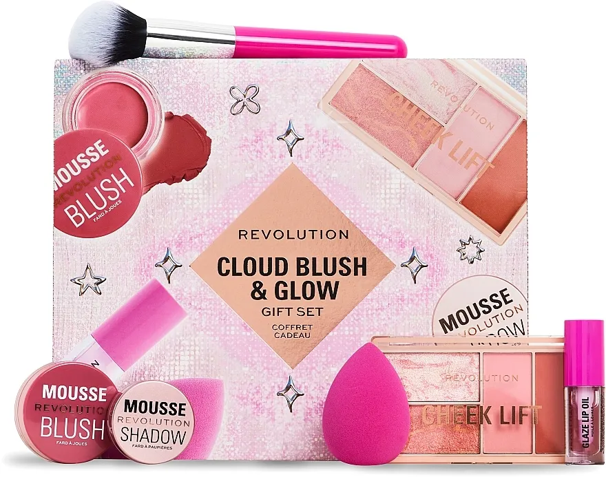Makeup Revolution Cloud Blush And Glow Highlight Gift Set Set, 6 proizvoda