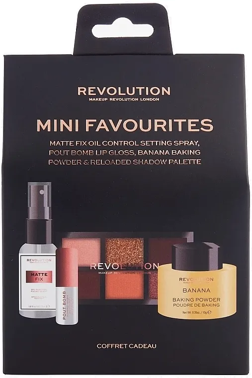 Makeup Revolution Mini Favourites (f/spr/30ml + eyeshadow/4.2g + powder/10g + lipgloss/2.2ml) Set