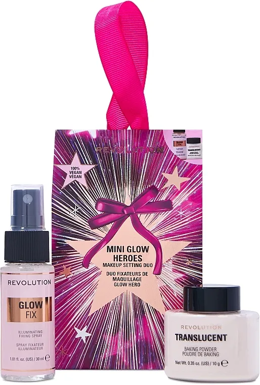 Makeup Revolution Mini Glow Heroes Makeup Setting Duo Set (f/powder/10g + f/spray/30ml)