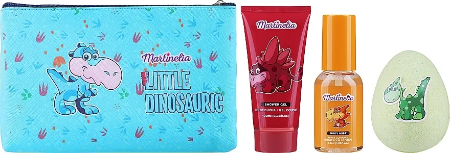 Martinelia Little Dinorassic Bag Set (sh/gel/100ml + b/spray/50ml + b/bomb/70g + bag) Set, 4 proizvoda