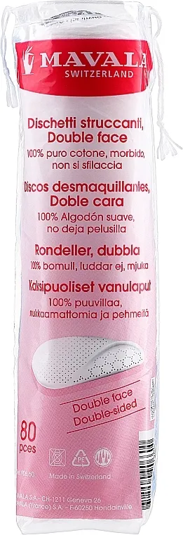 Mavala Make-Up Remover Cotton Pads Blazinice, 80 kom.