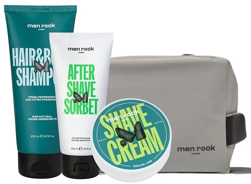 Men Rock Sicilian Lime Gift Set (shm/200ml + aft/shave/cr/100ml + shave/cr/100ml + bag)