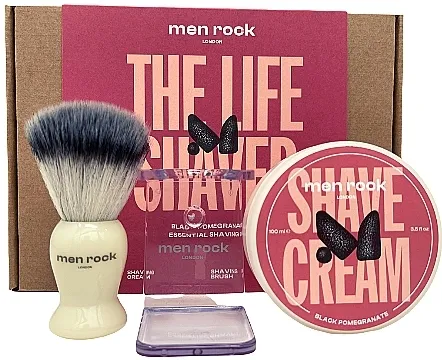 Men Rock The Life Shaver Black Pomegranate Essentials (sh/cr/100ml + sh/br/1pcs + stand/1pcs) Shaving set