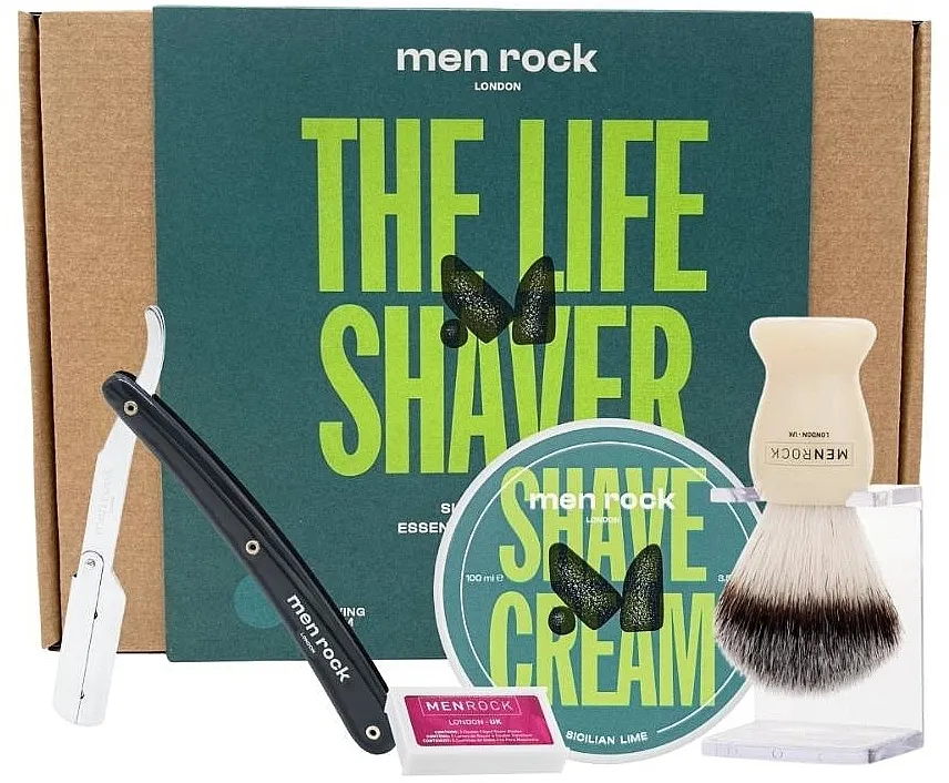 Men Rock Ultimate Cut Throat Razor Shaving Gift Set Sicilian Lime Set, 5 proizvoda