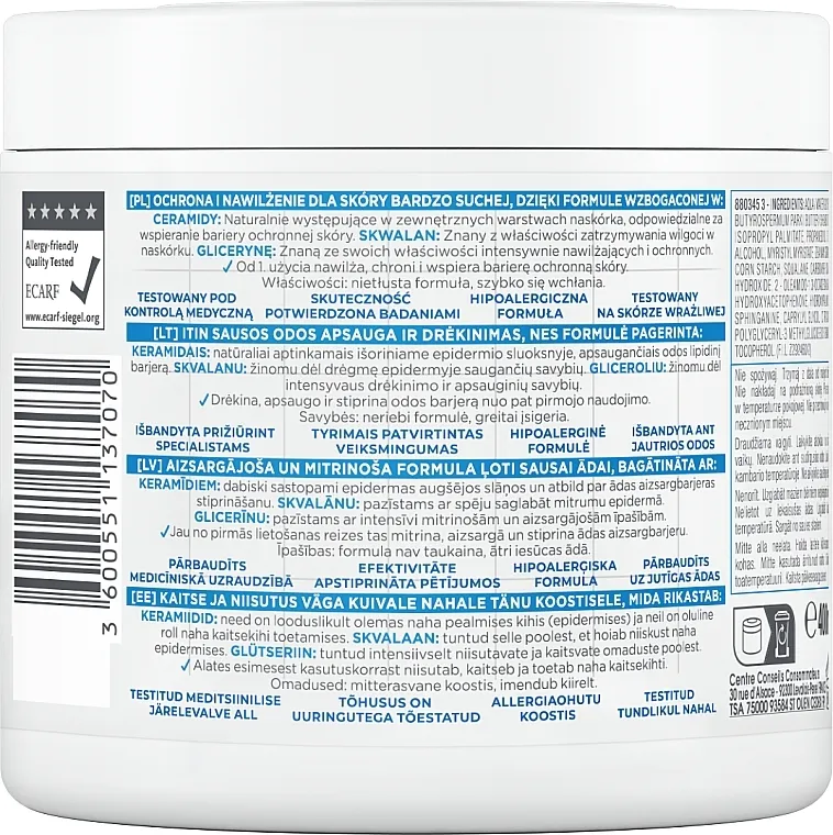 Mixa Ceramide Protect Moisturizing &amp; Protective Cream Hidratantna krema za telo