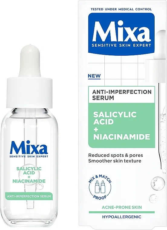 Mixa Sensitive Skin Expert Anti-imperfection Serum Serum sa salicilnom kiselinom i niacinamidom za problematičnu i osetljivu kožu