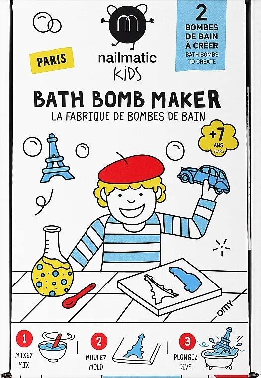 Nailmatic DIY Kit Paris Bath Bomb Maker (soda/1pack + citric/acid/1pack + pipette/1pc + mold/2pcs) Set
