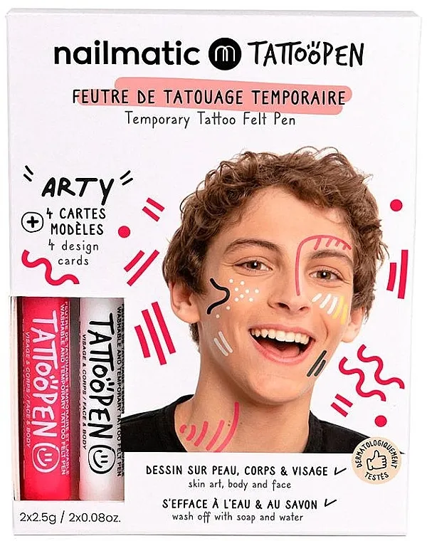 Nailmatic Tattoopen Duo Set Arty (pen/2x2.5g + kards/4pcs) Set za privremene tetovaže