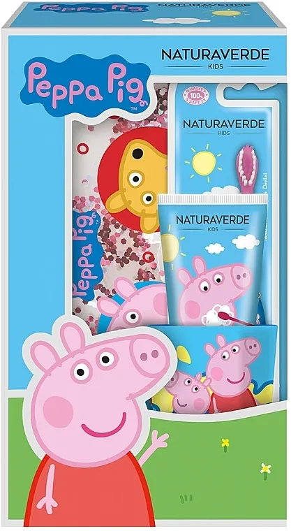 Naturaverde Kids Peppa Pig Oral Set (toothbrush/1pc + toothpaste/75ml + cup/1pc + bag/1pc)