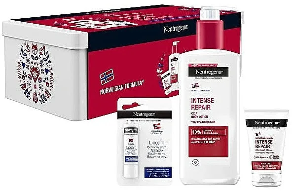 Neutrogena Intense Repair Cica Care (b/lot/400ml + h/cr/50ml + lip/balm/4.8g) Set
