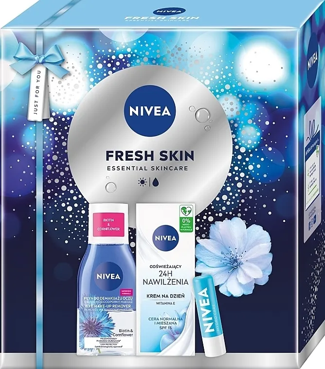 NIVEA Fresh Skin 2025 (micellar/water/125ml + d/cr/50ml + lip/balm/4.8g) Komplet