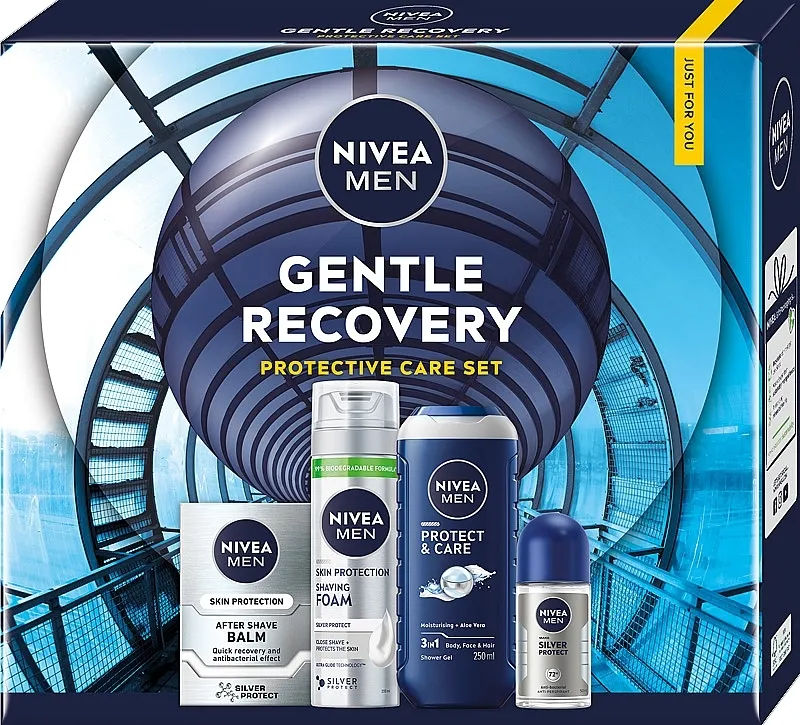 NIVEA MEN Gentle Recovery 2025 (ash/balm/100ml + foam/200ml + deo/50ml + sh/gel/250ml) Komplet