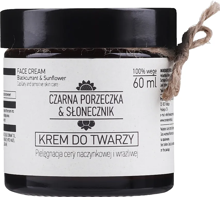 Nova Kosmetyki Face Cream Black Currant &amp; Sunflower Capillary And Sensitive Skin Care Krema za lice za kapilarnu i osjetljivu kožu
