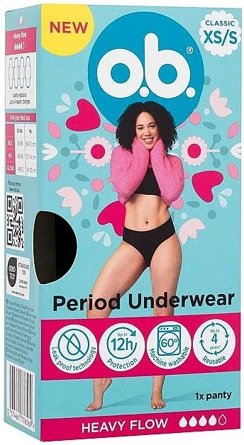 O.b. Menstrual Panties For Women Xs/s Menstrualne gaćice za žene veličina xs/s