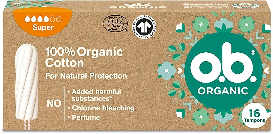 O.b. Organic Super Tamponi, 4 kapi, 16 kom.