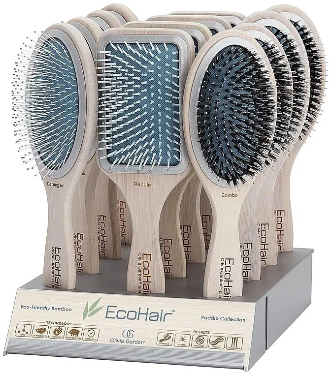 Olivia Garden Eco Hair Eco-Friendly Paddle Collection (12 kom) Set četki za kosu