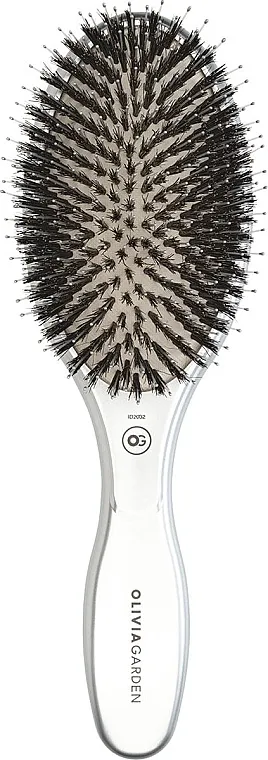 Olivia Garden Expert Care Oval Boar&amp;Nylon Bristles Silver Rotirajuća četka za kosu