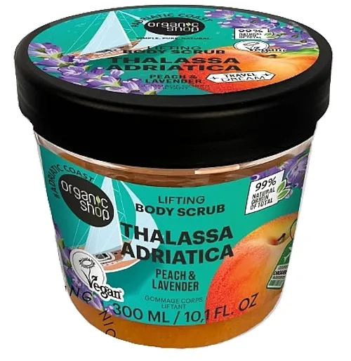 Organic Shop Thalassa Adriatica Body Scrub Lifting Peach &amp; Lavender Piling za telo sa mirisom breskve i lavande