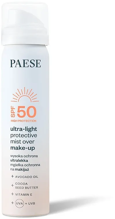 Paese Ultra-Light Protective Mist Over Make-Up Ultra-lagani sprej za fiksiranje šminke SPF 50