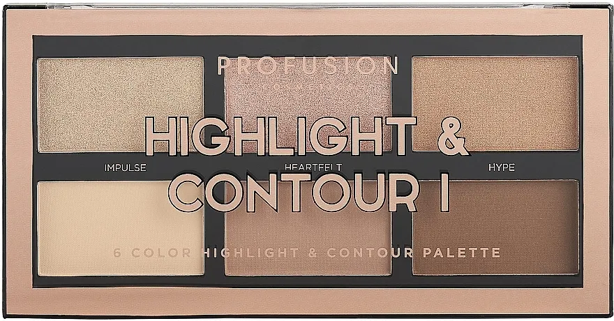 Paleta šminke za lice Profusion Cosmetics Highlight &amp; Contour I 6 Color Highlight &amp; Contour Palette