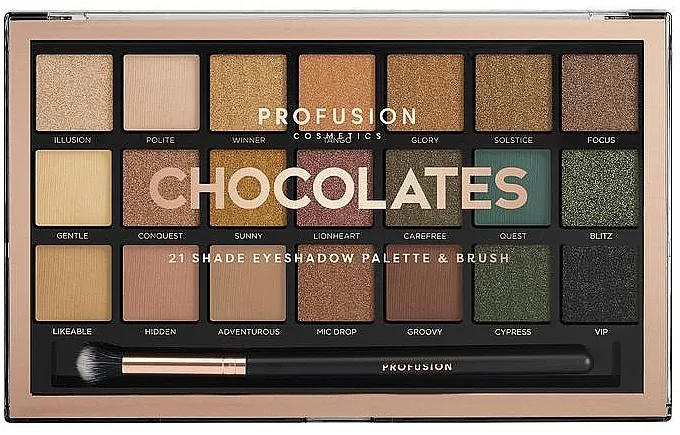 Paleta sjenila za oči Profusion Cosmetics Chocolates 21 Shade Eyeshadow Palette &amp; Brush