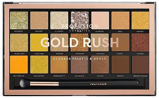 Paleta sjenila za oči Profusion Cosmetics Gold Rush 21 Shade Palette &amp; Brush